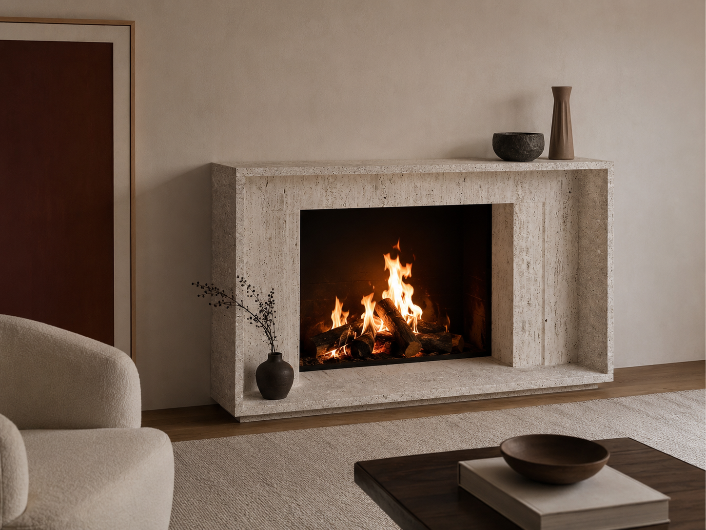 CHIMENEA MÁRMOL TRAVERTINO JOAQUÍN MOLL