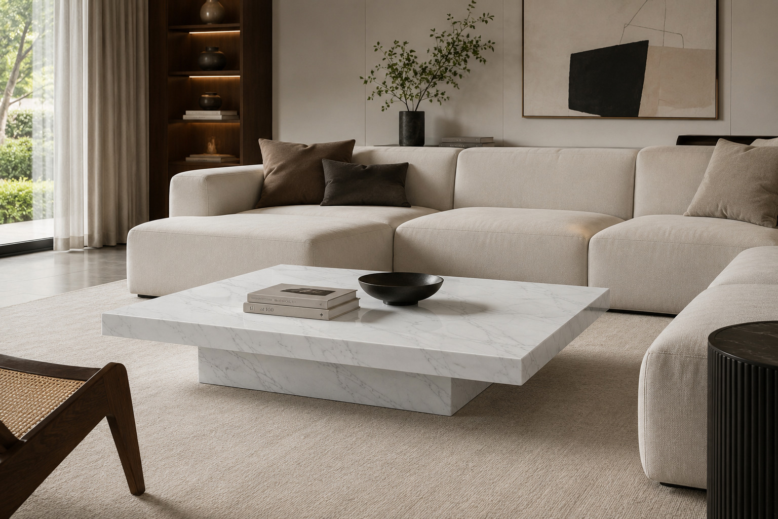 mesa centro mármol carrara diseño plat
