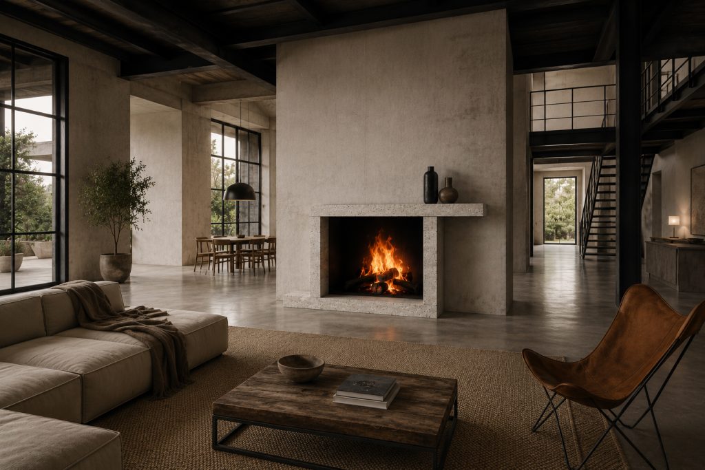 Chimenea moderna de mármol a medida de diseño minimalista.