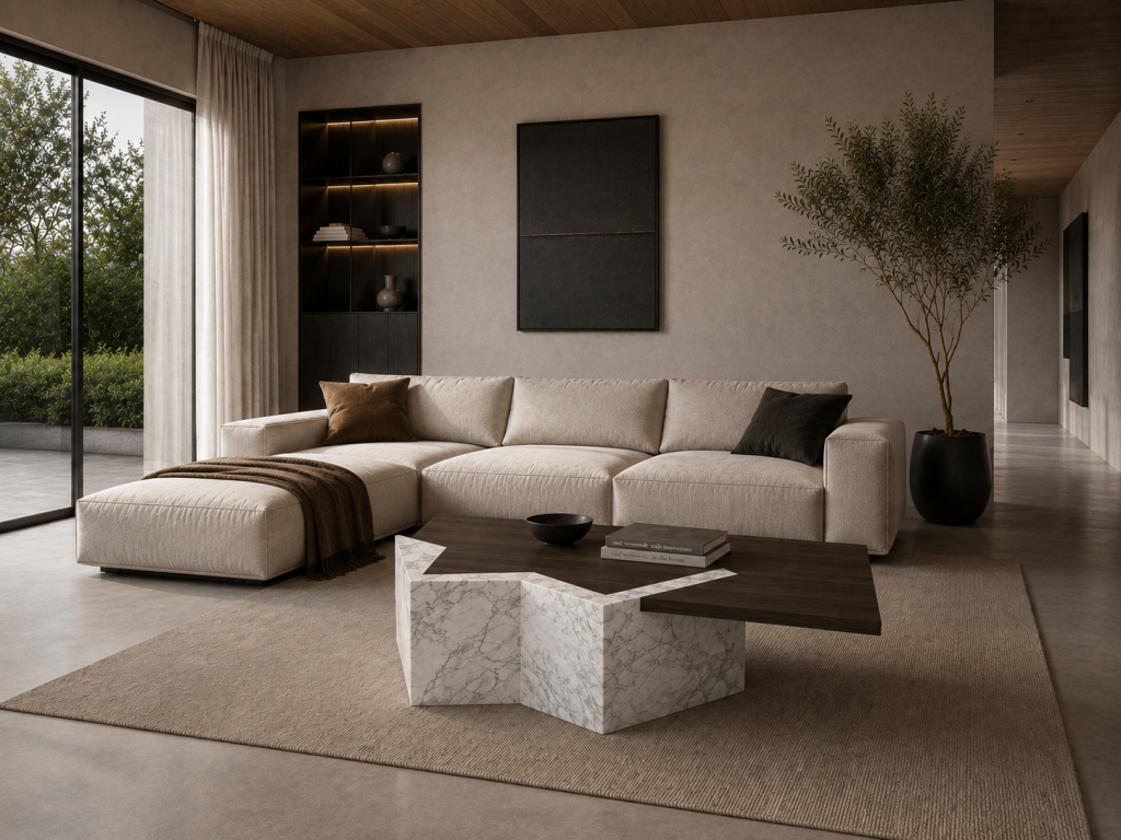 mesa de centro de diseño en mármol mueble de autor joaquín moll