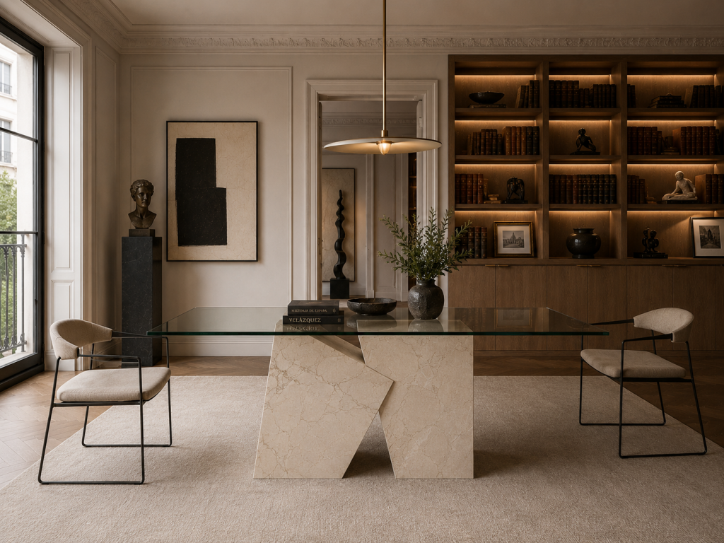 Mueble Autor Diseño Mármol Travertino A Medida Piedra Natural Artesanía Española Lujo Contemporáneo Joaquín Moll Diseñador Español Muebles